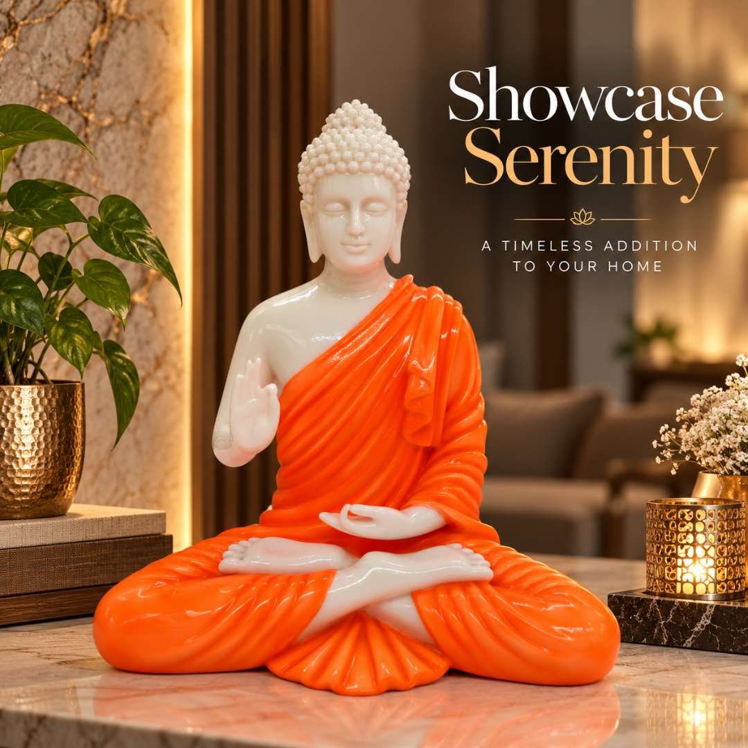 Mudra Buddha in orange Finish